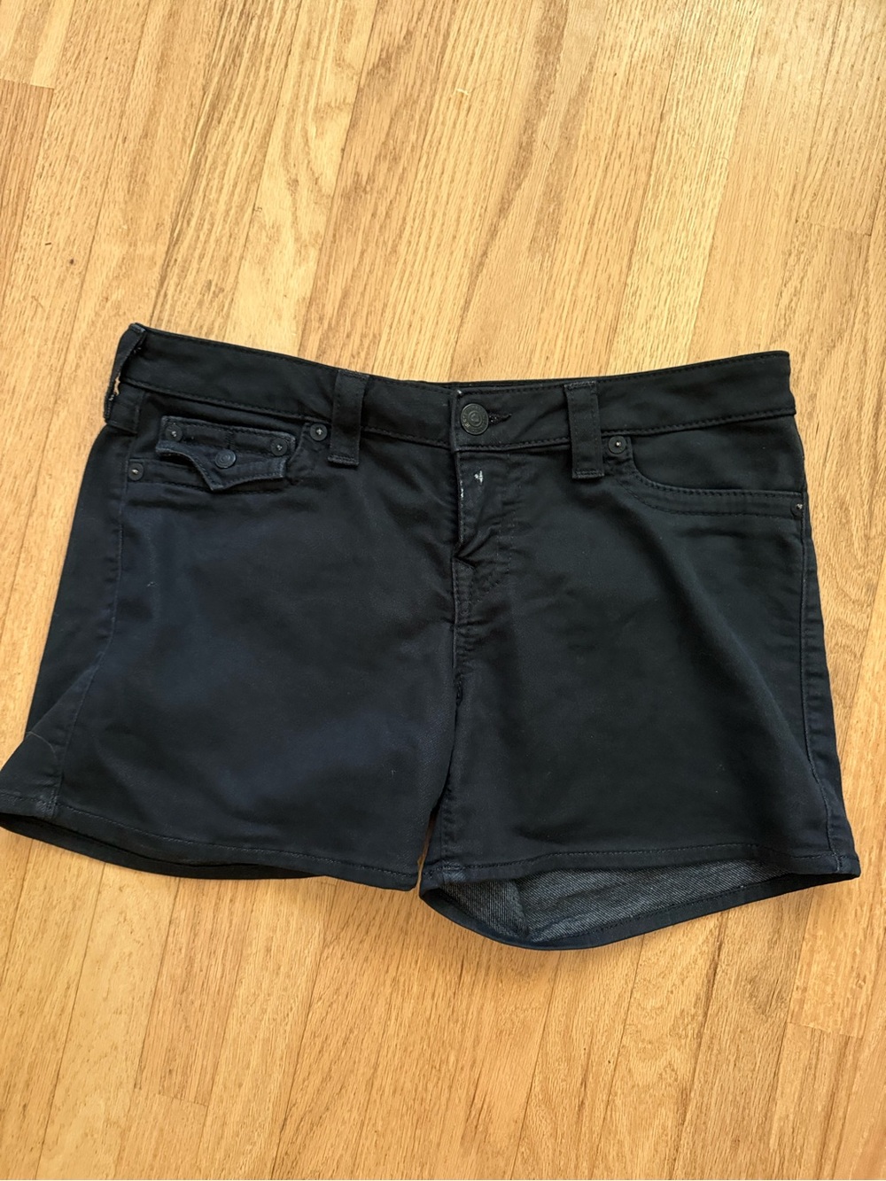 True Religion Black Denim Short Shorts